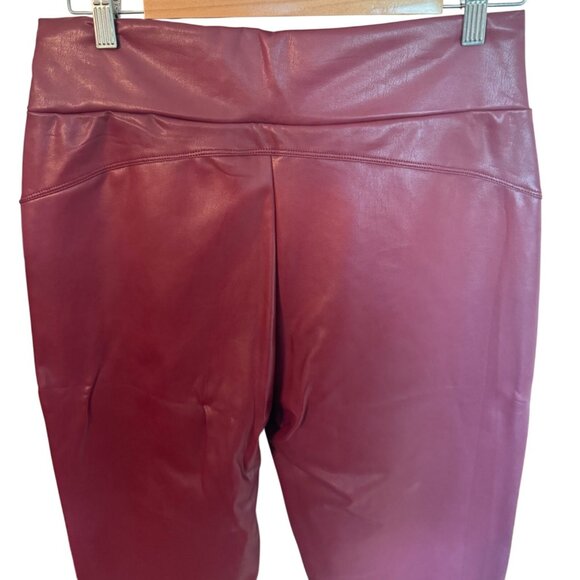 NWT Burgundy Faux Leather Booty Lifter Leggings XL Athleisure Casual Sexy Glam - Picture 4 of 6